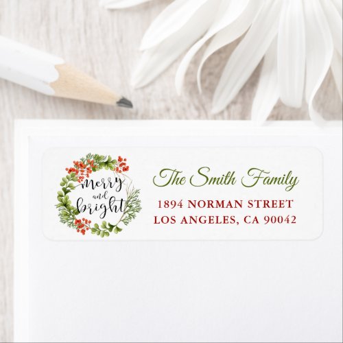 Holly Berries Christmas Holiday Return Address Label