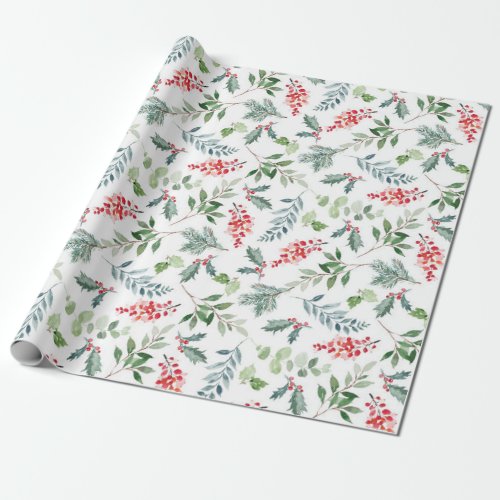 Holly Berries Christmas Holiday Wrapping Paper