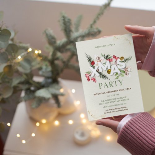 Holly Berries Christmas Invitation