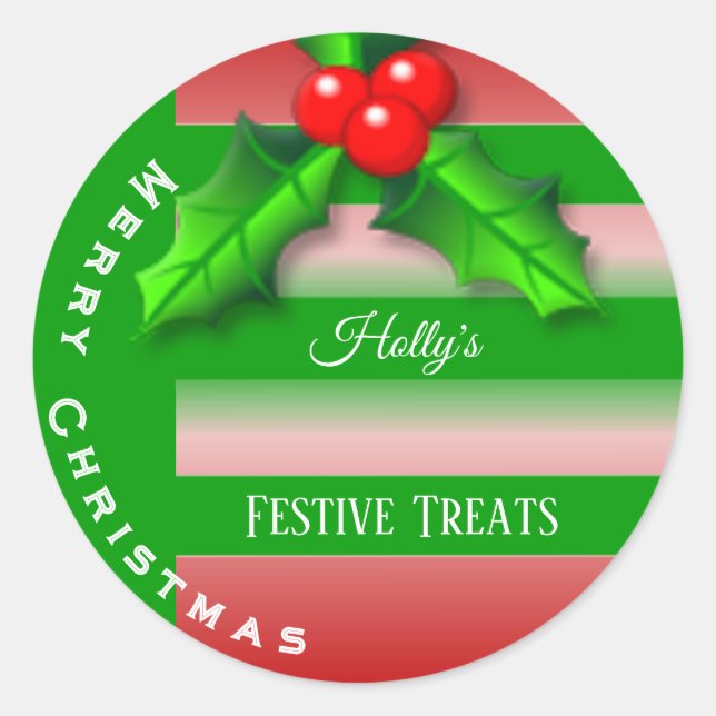 Holly berries Christmas label (Front)