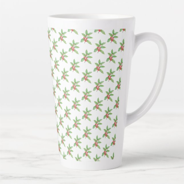 Holly berries Christmas Latte Mug (Right)