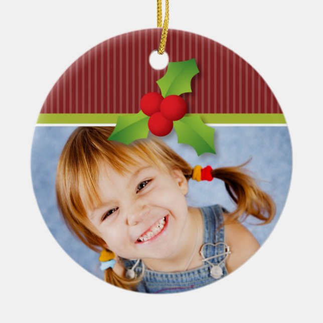Holly Berries Christmas Ornament (red/lime) (Front)
