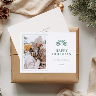 Holly Berries Christmas Photo Letterpress Card