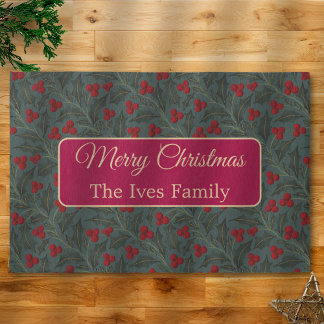 Holly Berries Christmas Rug