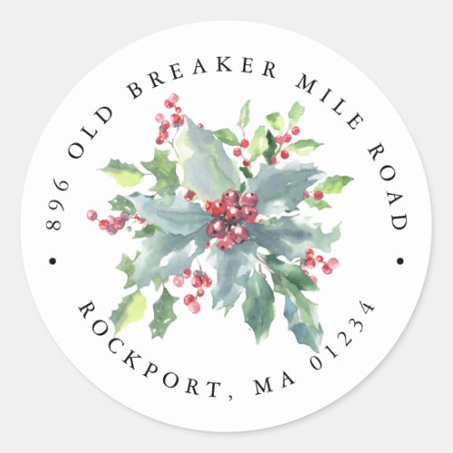 Holly Berries Elegant Return Address Label