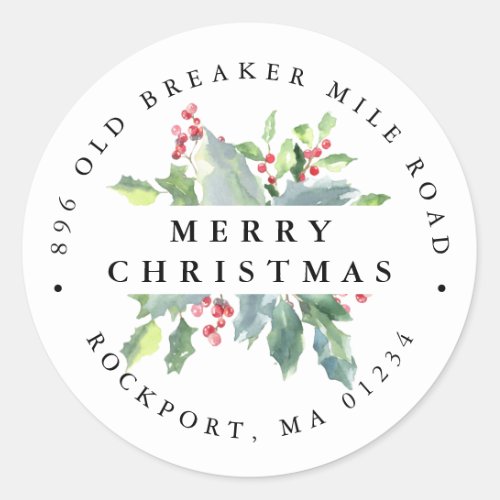 Holly Berries Elegant Return Address Label