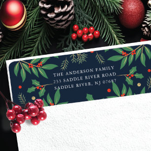 Holly Berries Flower Return Address Label