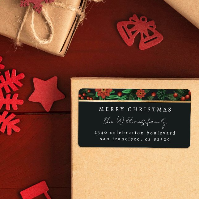 Holly Berries Foliage Christmas Return Address Label (Creator Uploaded)