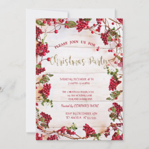 Holly Berries Frame Company Christmas Invitation