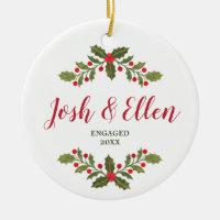 Holly Berries Greenery Personalized Engagement