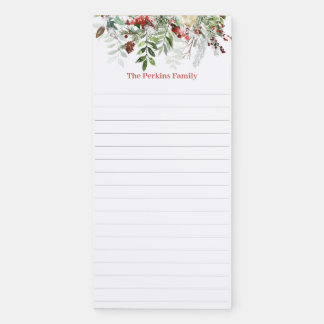 Holly Berries & Greenery Personalized Magnetic Notepad