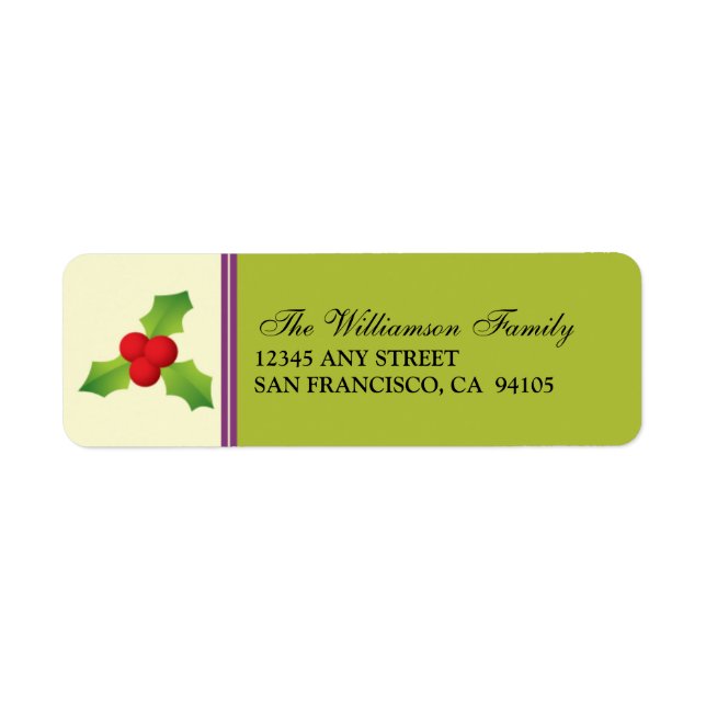 Holly Berries Holiday Address Labels (lime) (Front)