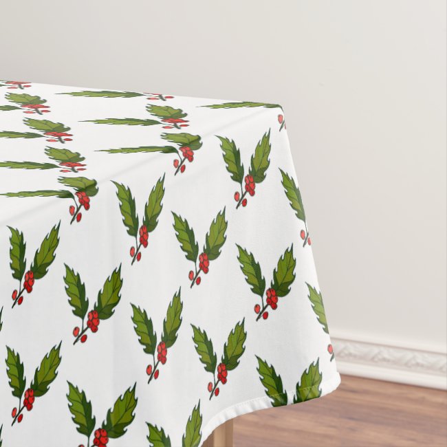 Holly Berries Holiday Christmas Design Tablecloth