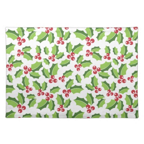 Holly Berries Holly Leaves Mistletoe Holiday Cloth Placemat