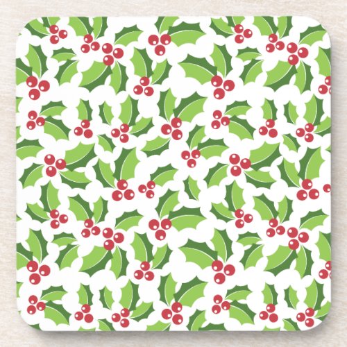 Holly Berries Holly Leaves Mistletoe Holiday Coaster