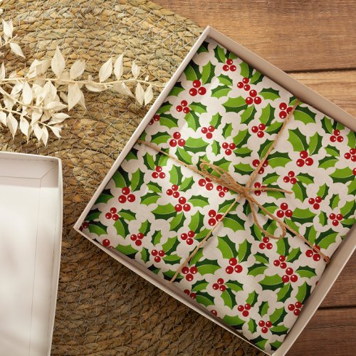 Holly Berries Holly Leaves Mistletoe Holiday Tissue Paper