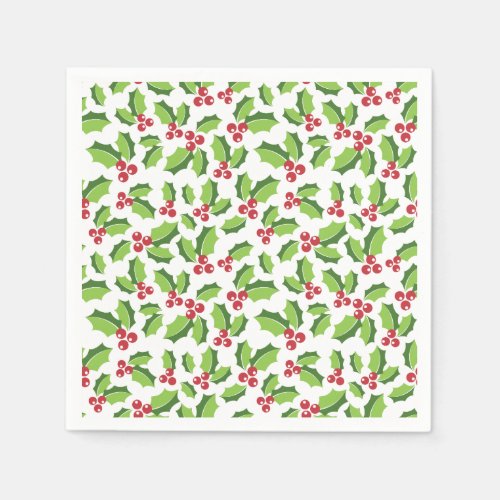 Holly Berries Holly Leaves Mistletoe Paper Napkins