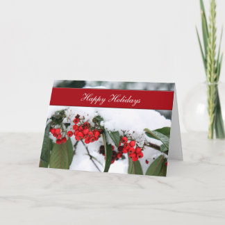 holly berries in snow Corporate holiday Cards