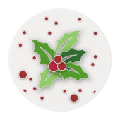 Holly Berries & Leaves Edible Frosting Rounds (Front)