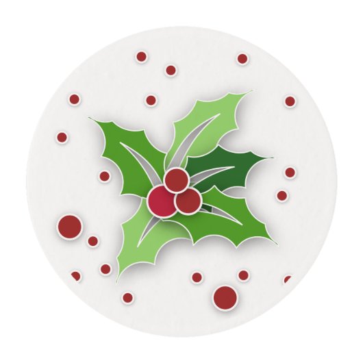 Holly Berries & Leaves Edible Frosting Rounds (Front)