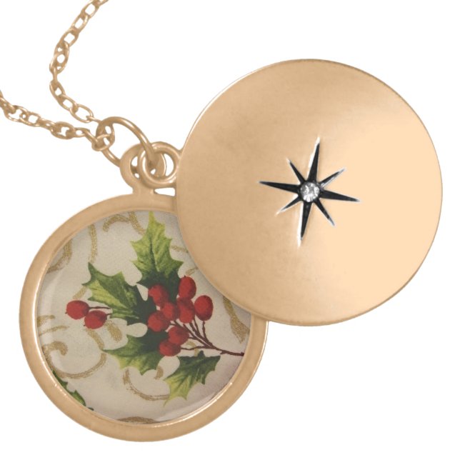 Holly Berries Locket Necklace (Front)