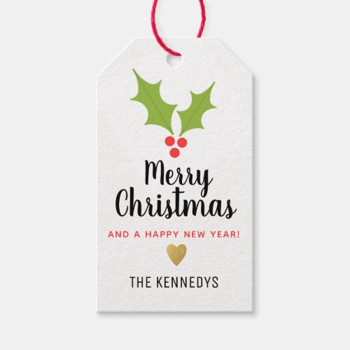 Holly Berries Merry Christmas Gift Tags