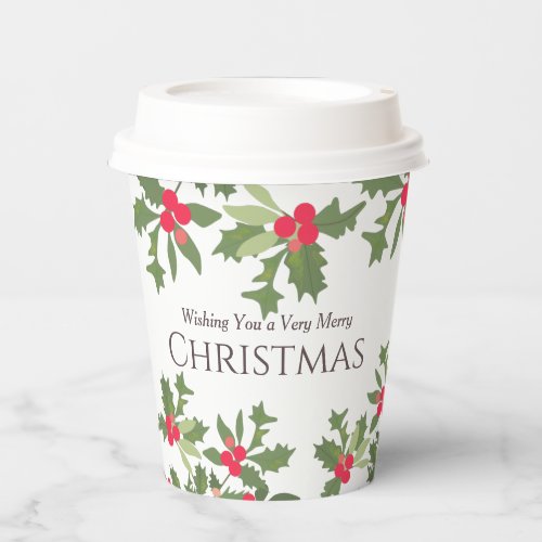 Holly Berries Merry Christmas Paper Cups