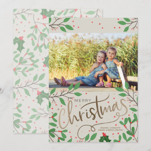 Holly Berries Merry Christmas Photo Holiday Card