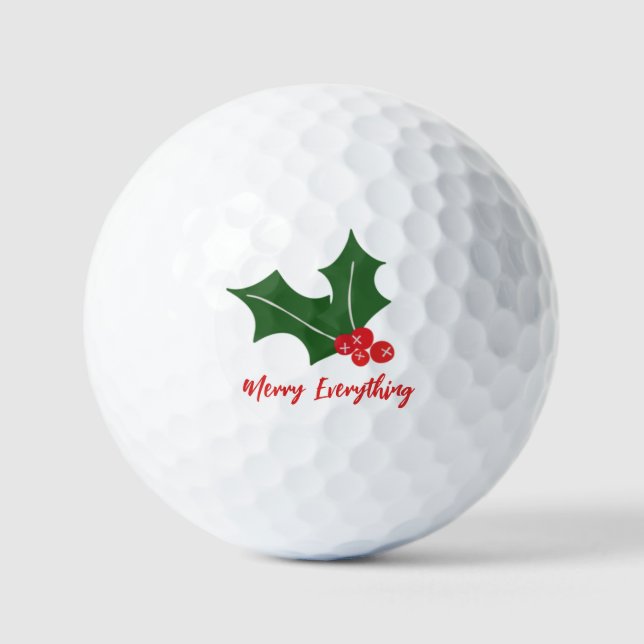 Holly berries Merry Everything Holiday  Golf Balls (Front)