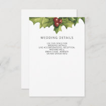 Holly Berries Monogram Winter Wedding Enclosure Card
