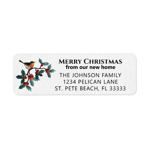 Holly Berries New Home Holiday Return Address Label