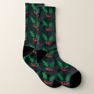 Holly Berries Pattern Socks