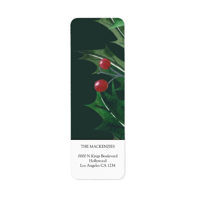 Holly Berries Personalized Christmas Label (Front)