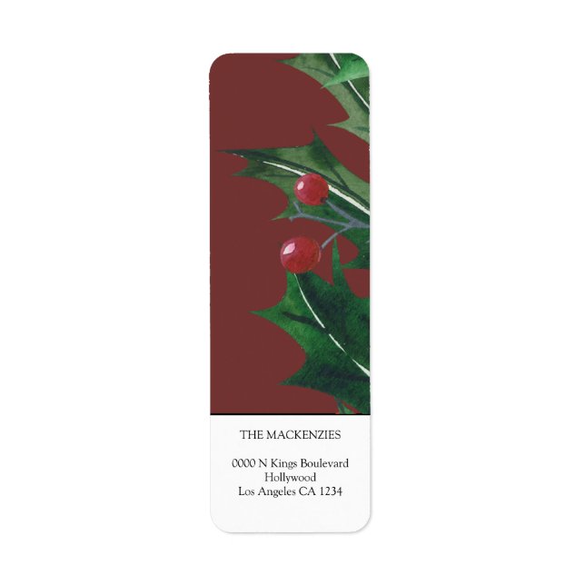 Holly Berries Personalized Christmas Label (Front)