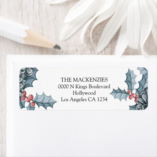 Holly Berries Personalized Christmas Label (Insitu)
