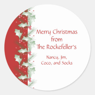 Holly Berries Personalized Christmas Stickers