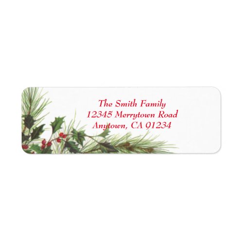 Holly Berries  Pine Custom Return Address Labels