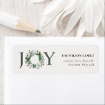 Holly Berries Pine Joy Christmas Wreath Address Label<br><div class="desc">If you need any further customisation please feel free to message me on yellowfebstudio@gmail.com.</div>