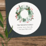 Holly Berries Pine Snow Christmas Wreath Address Classic Round Sticker