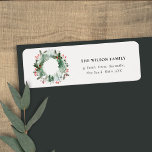 Holly Berries Pine Snow Christmas Wreath Address Label<br><div class="desc">If you need any further customisation please feel free to message me on yellowfebstudio@gmail.com.</div>