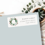 Holly Berries Pine Snow Christmas Wreath Address Label<br><div class="desc">If you need any further customization please feel free to message me on yellowfebstudio@gmail.com.</div>