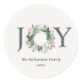 Holly Berries Pine Tree Joy Christmas Wreath Classic Round Sticker