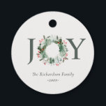 Holly Berries Pine Tree Joy Christmas Wreath Favor Tags<br><div class="desc">If you need any further customisation please feel free to message me on yellowfebstudio@gmail.com.</div>