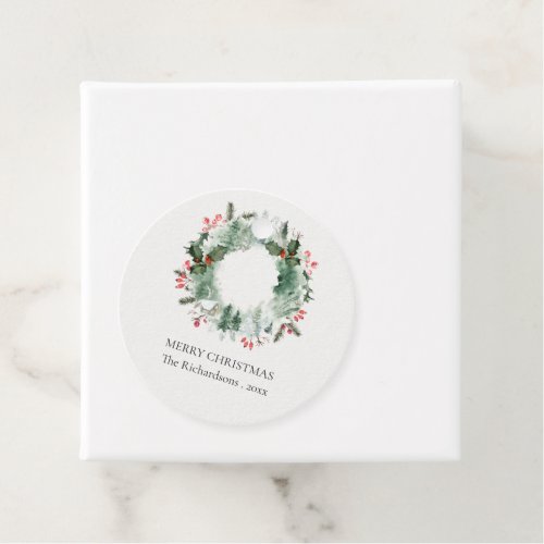  Holly Berries Pine Tree Snow Christmas Wreath Favor Tags