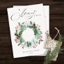 Holly Berries Pine Tree Snow Christmas Wreath Holiday Card