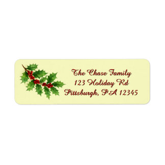 Holly & Berries return address Label