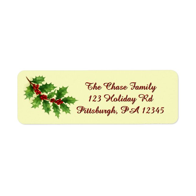 Holly & Berries return address Label (Front)