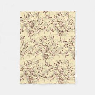 Holly berries seamless design fleece blanket