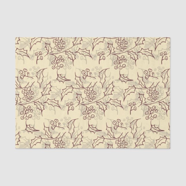 Holly berries seamless design tissue paper (Front)