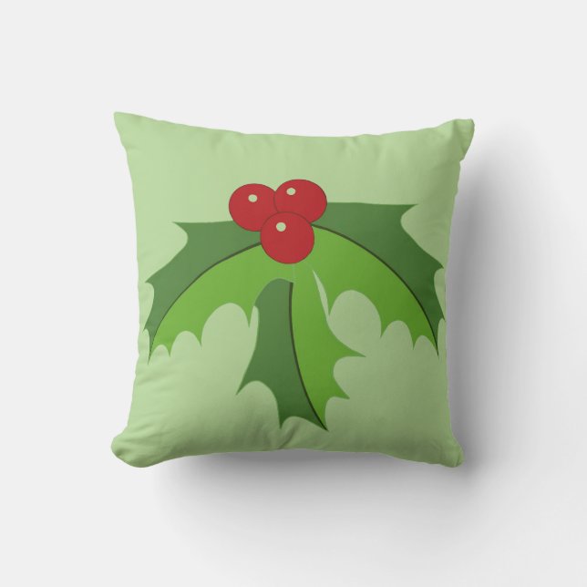 Holly Berries Throw Pillow (Front)